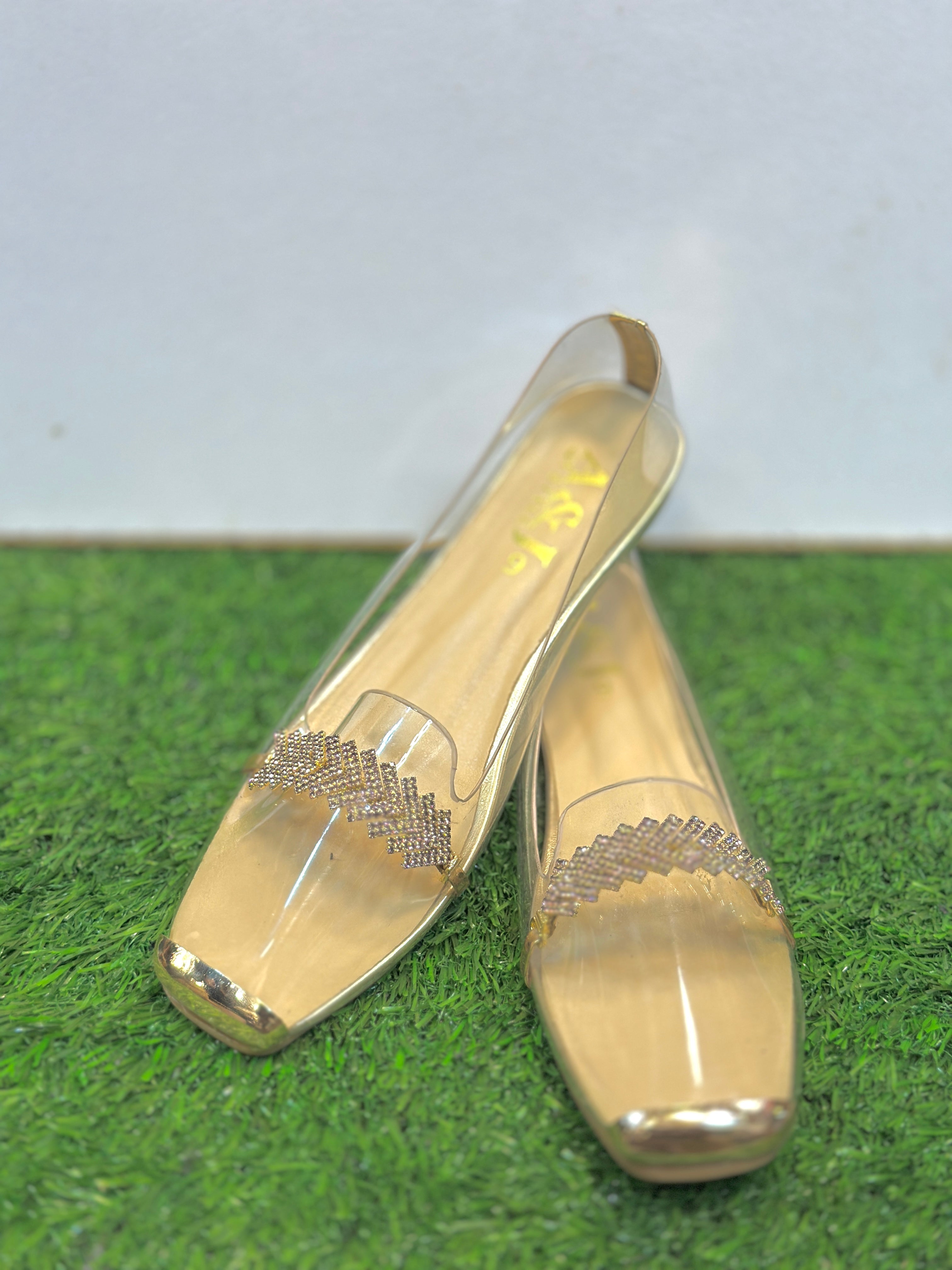 Clear Gold Bling Loafers