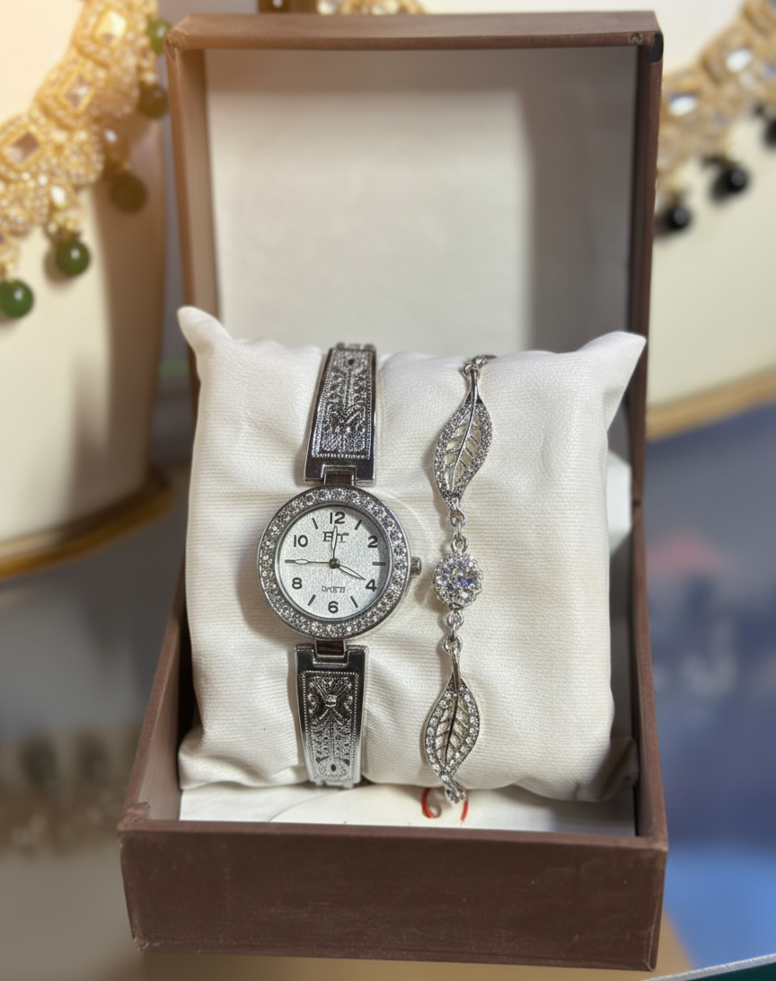 Sparkling Silver Watch Set