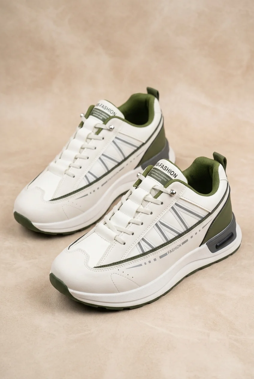 Active Forest Green & White Court Sneakers