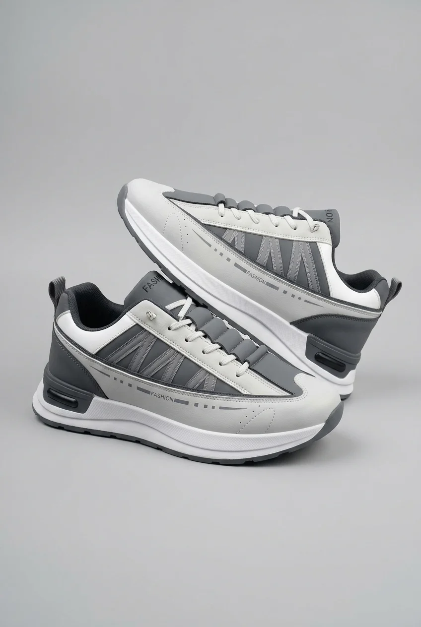 Monochrome Multi-Tone Grey Technical Sneakers